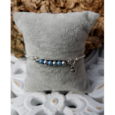ballchain armbandje blauw/ zilver ballchain armbandje blauw/ zilver